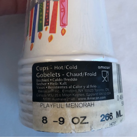 Hanukkah Chanukah Plates Napkins Cups Party Serves 8 “Playful Menorah” NEW - Picture 9 of 12